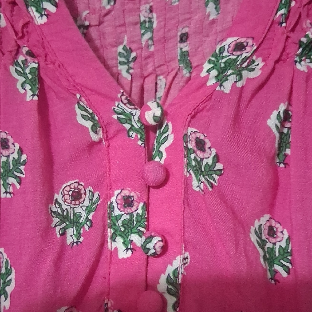 2 Tops JM Collection Turquoise& Black Printed Tunic.Crown&ivy Pink w/ GreenLace - Picture 11 of 12